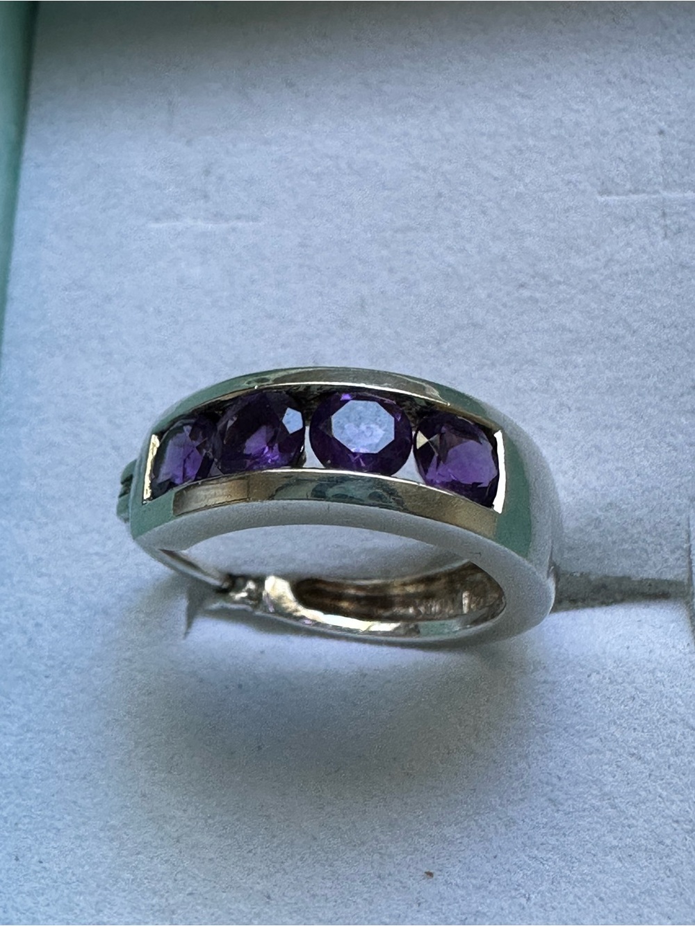 Vintage Ross simons Sterling Silver Amethyst Hoop Earrings - Picture 7 of 9